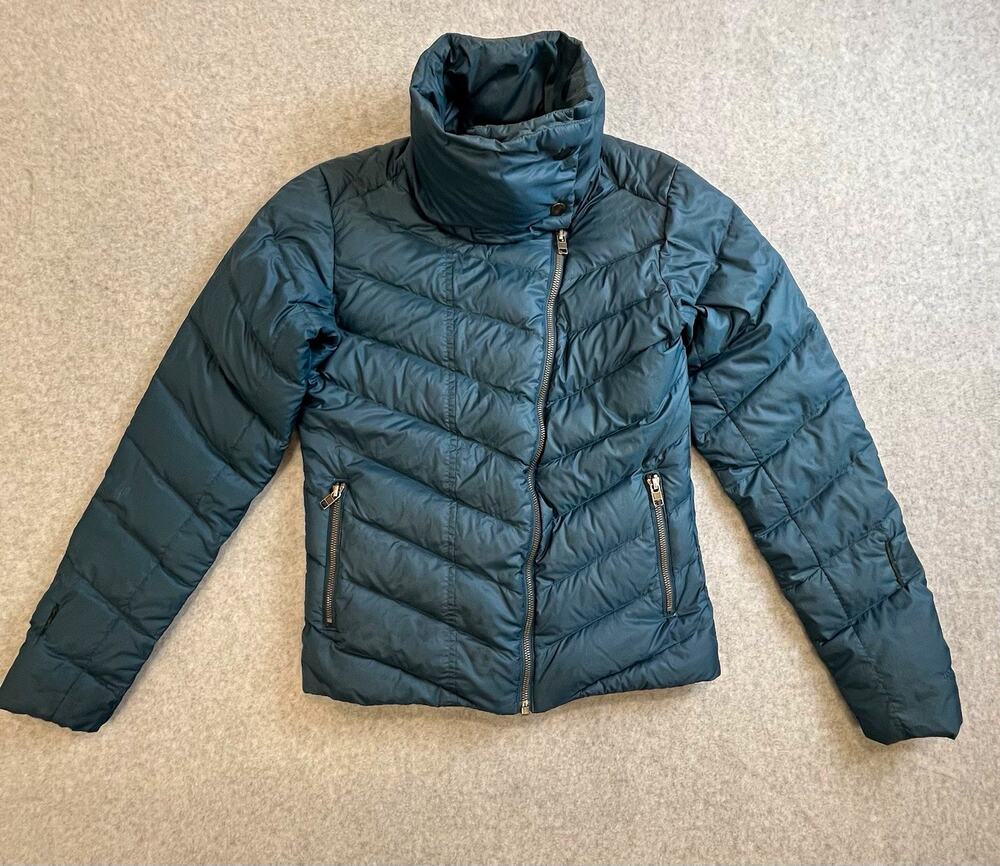 Patagonia Down Puffer Jacket Women’s XS Green Quilted Full Zip Long Sleeve
